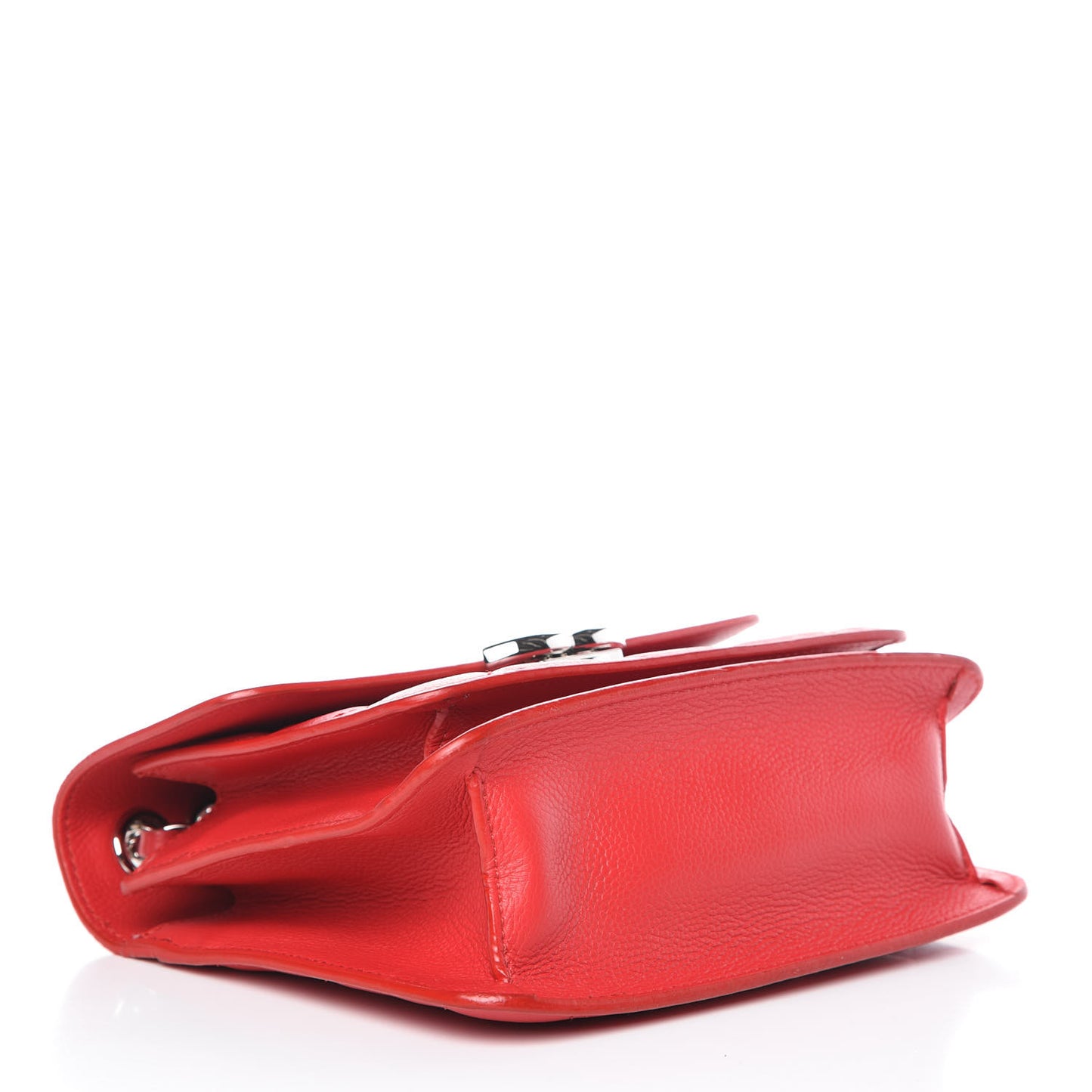 Grained Calfskin Quilted Small CC Box Flap Red