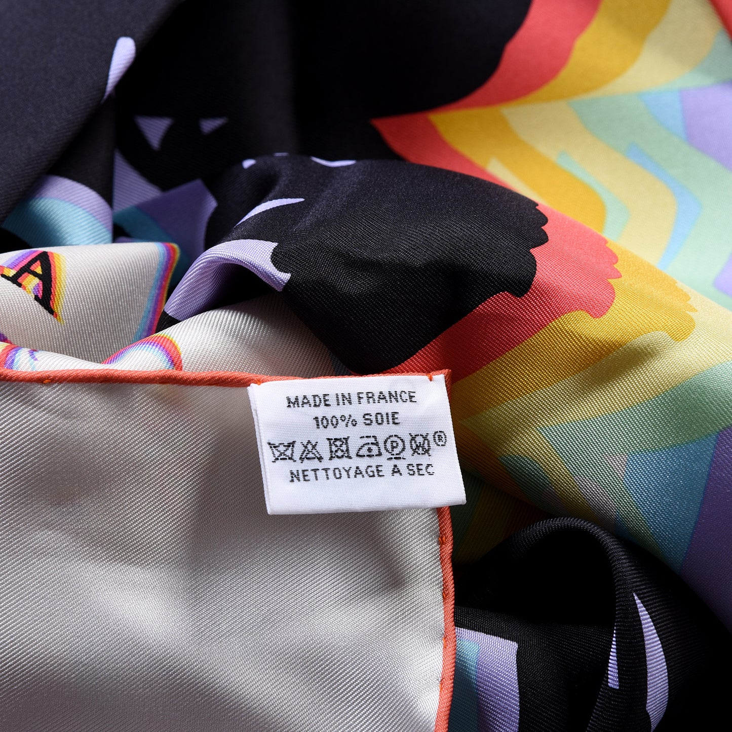 Silk Brides De Gala Shadow Scarf 90 Creme Black Rose Fluo