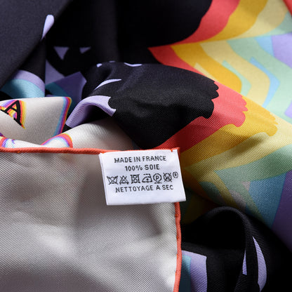 Hermes Silk Brides De Gala Shadow Scarf 90 Creme Black Rose Fluo 6 of 6