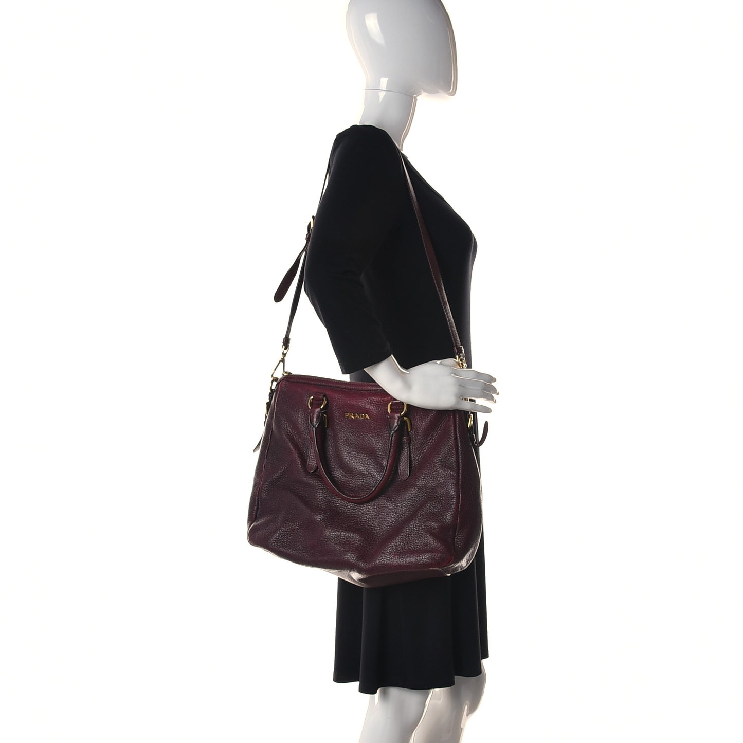 Vitello Daino Shoulder Bag Burgundy