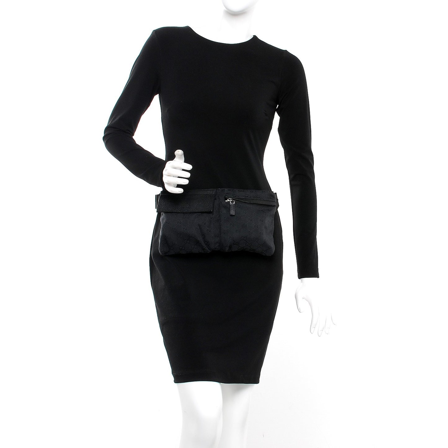 GG Monogram Double Pocket Belt Bag Black