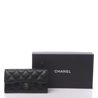 Chanel Caviar Quilted Medium Gusset Flap Wallet Black 9 of 9