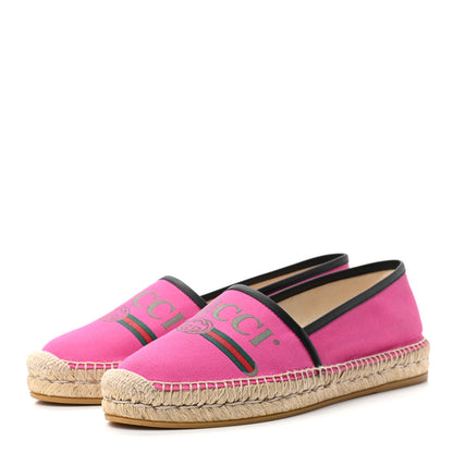 Gucci Canvas Logo Espadrilles 38.5 Cyclamen Rose Black 3 of 9