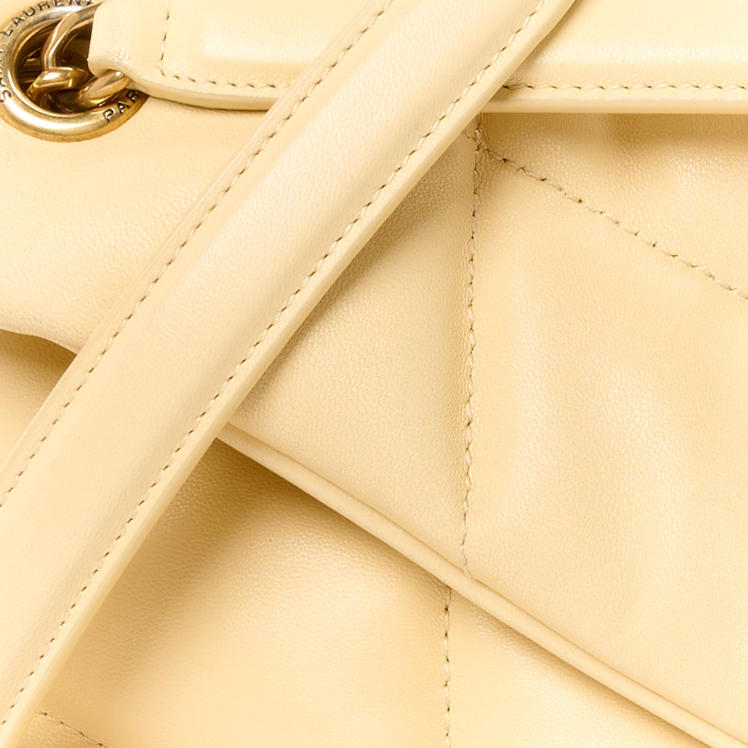 Saint Laurent Lambskin Quilted Small Loulou Puffer Monogram Chain Satchel Jaune Pale 9 of 11
