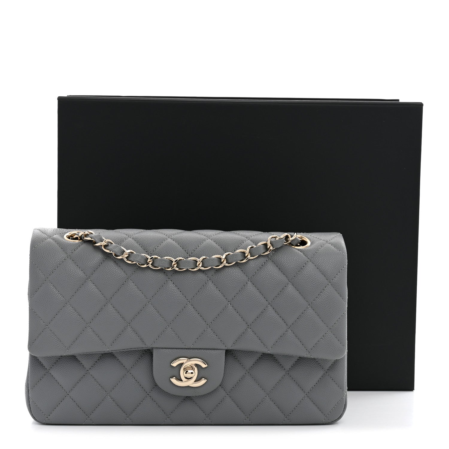 Chanel Caviar Quilted Medium Double Flap Grey 11 of 11