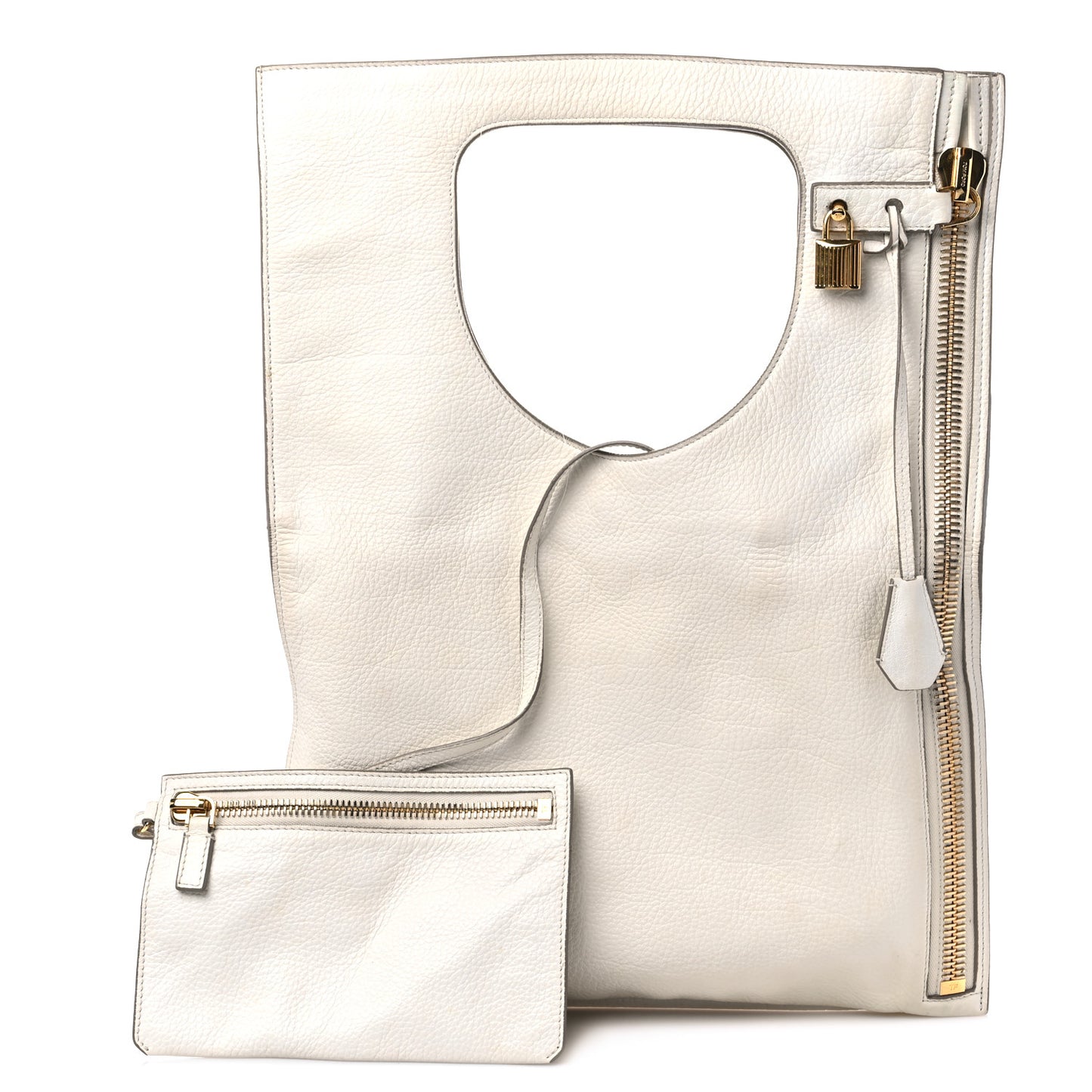 Ramskin Small Alix Padlock Zip Shoulder Bag White