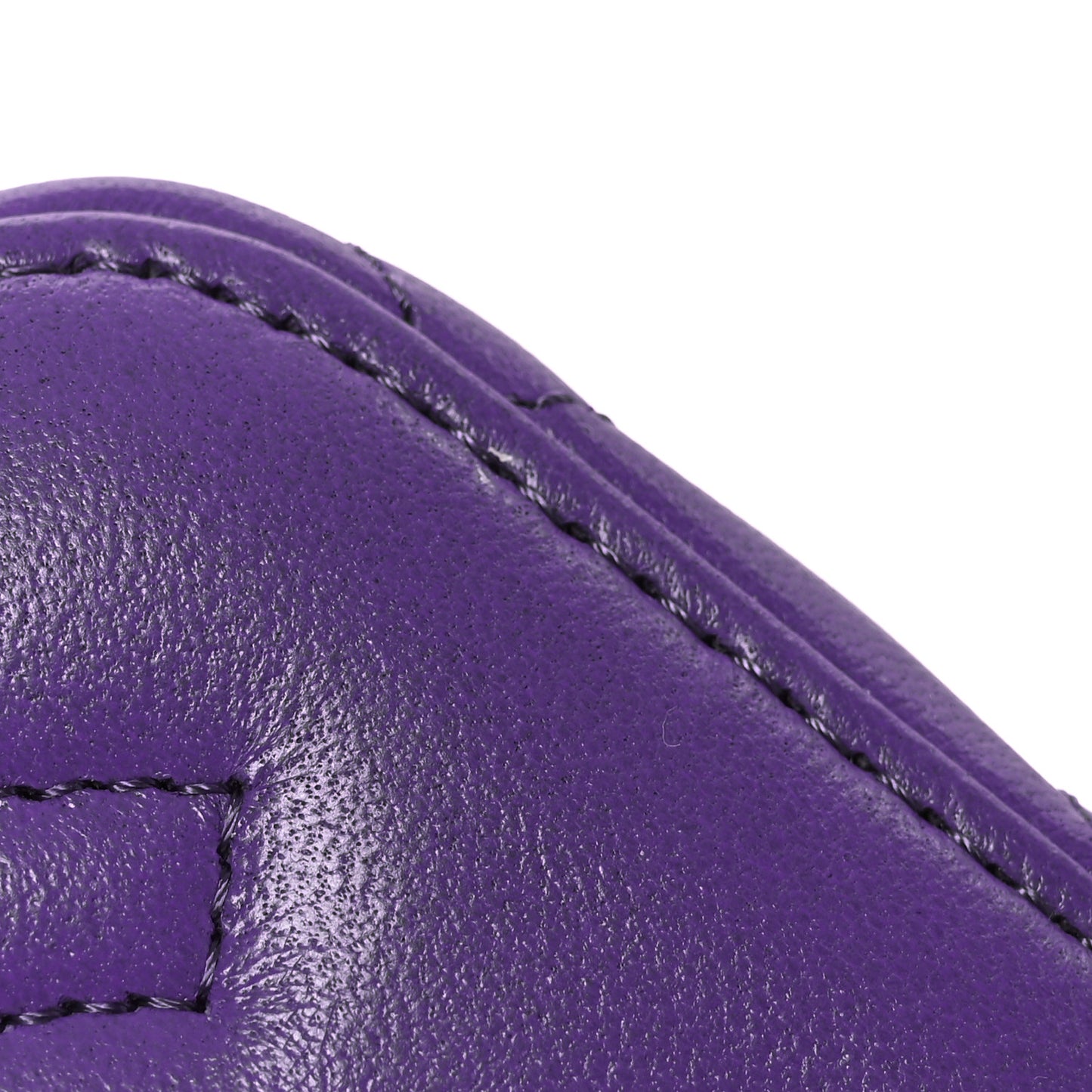 Lambskin Quilted Top Handle Mini Vanity Case With Chain Purple
