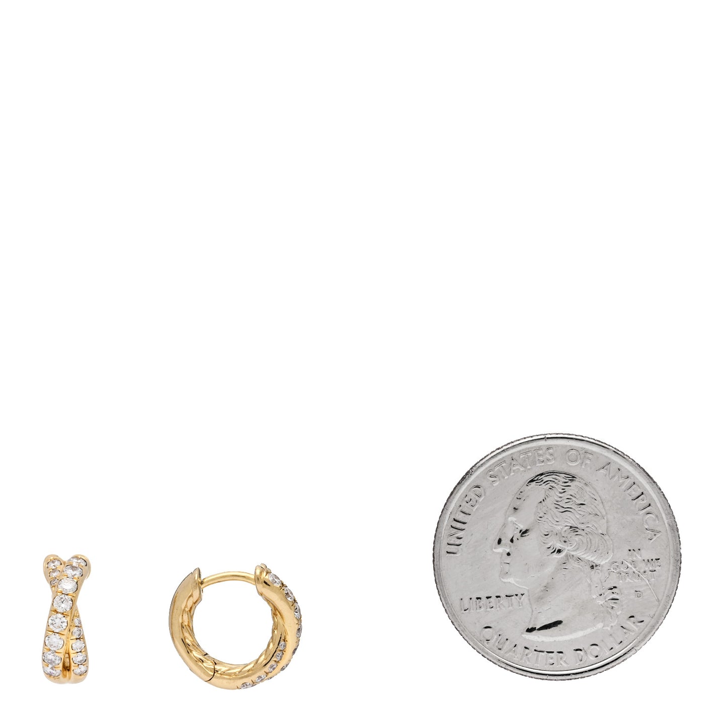 18K Yellow Gold Diamond Crossover Pave Hoop Earrings