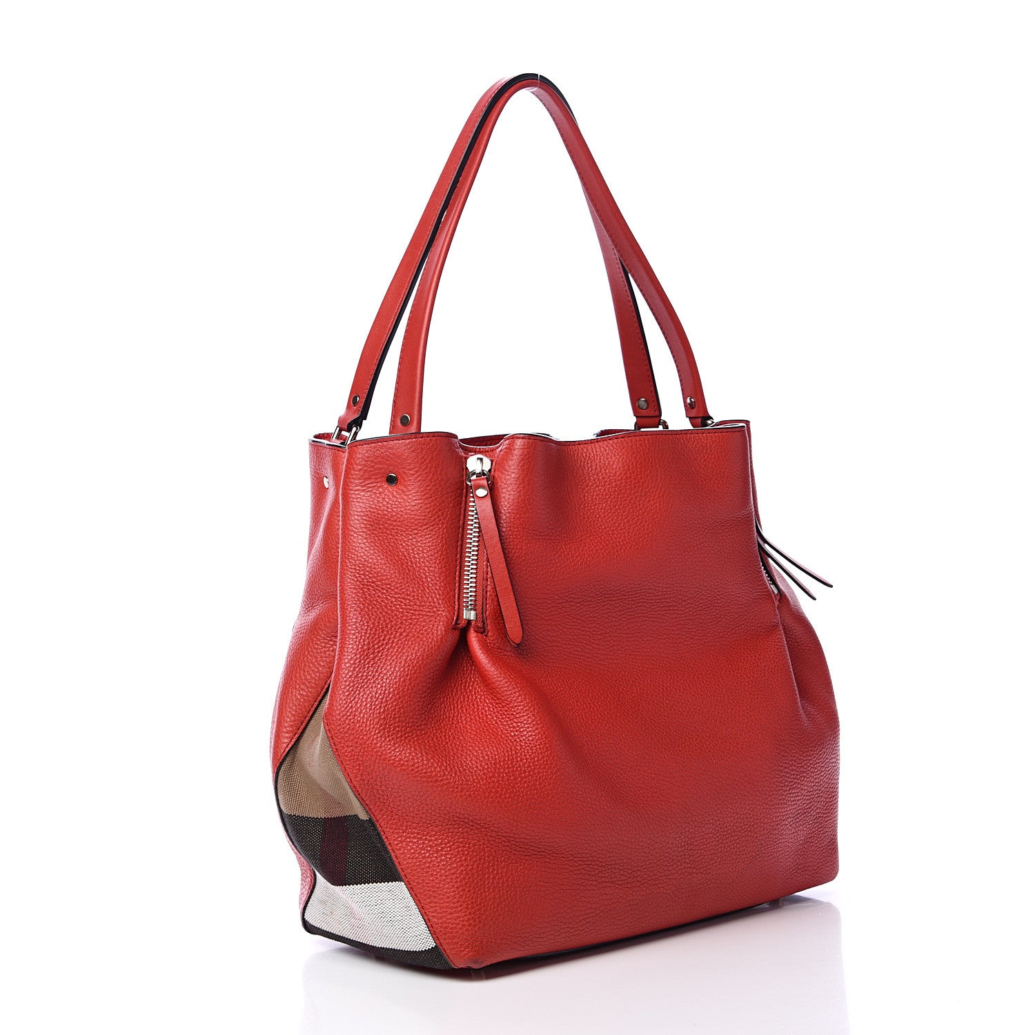 Burberry Grainy Calfskin House Check Medium Maidstone Red 2 of 15