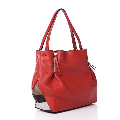 Burberry Grainy Calfskin House Check Medium Maidstone Red 2 of 15