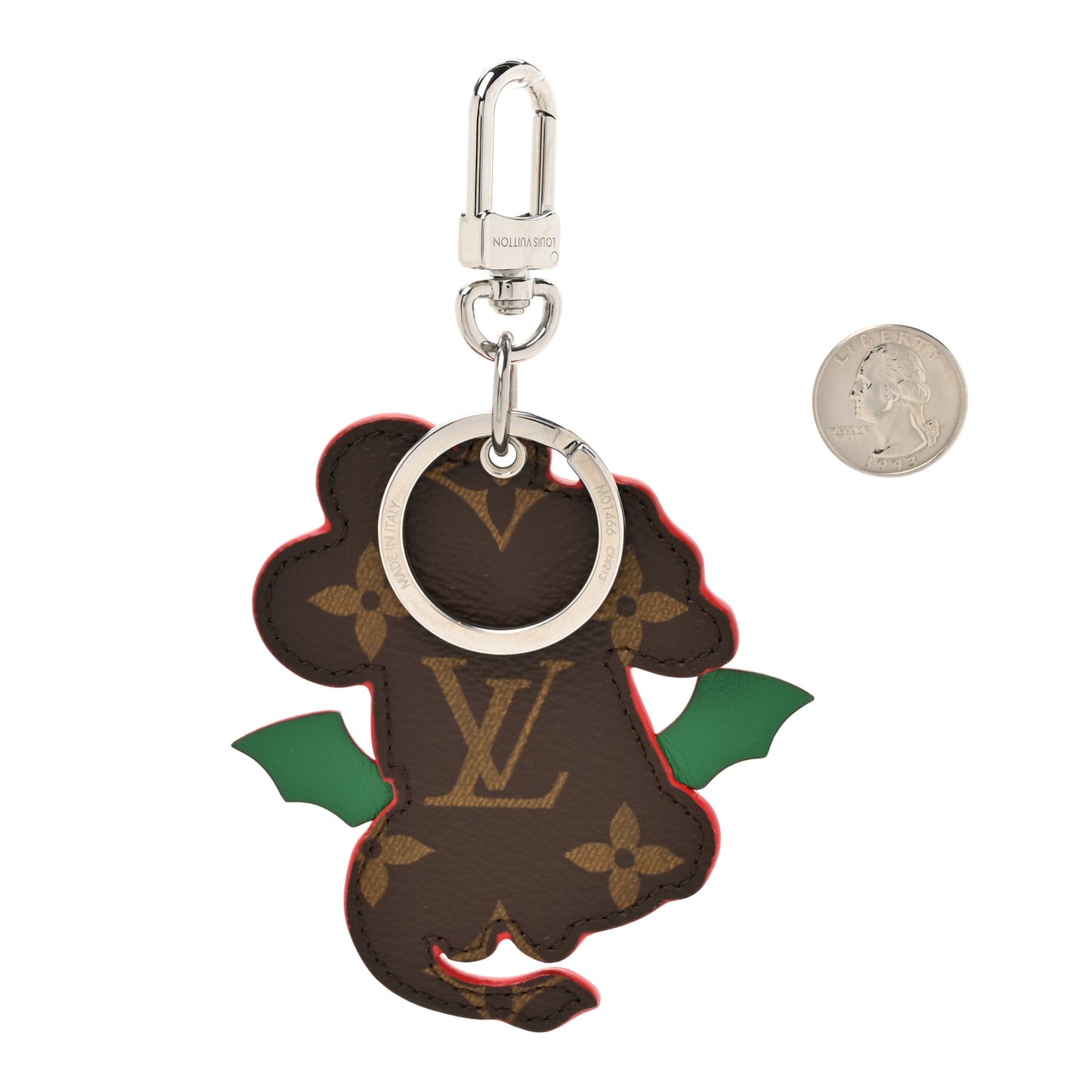 Embossed Calfskin Monogram Vivienne Dragon Bag Charm Key Holder Multicolor