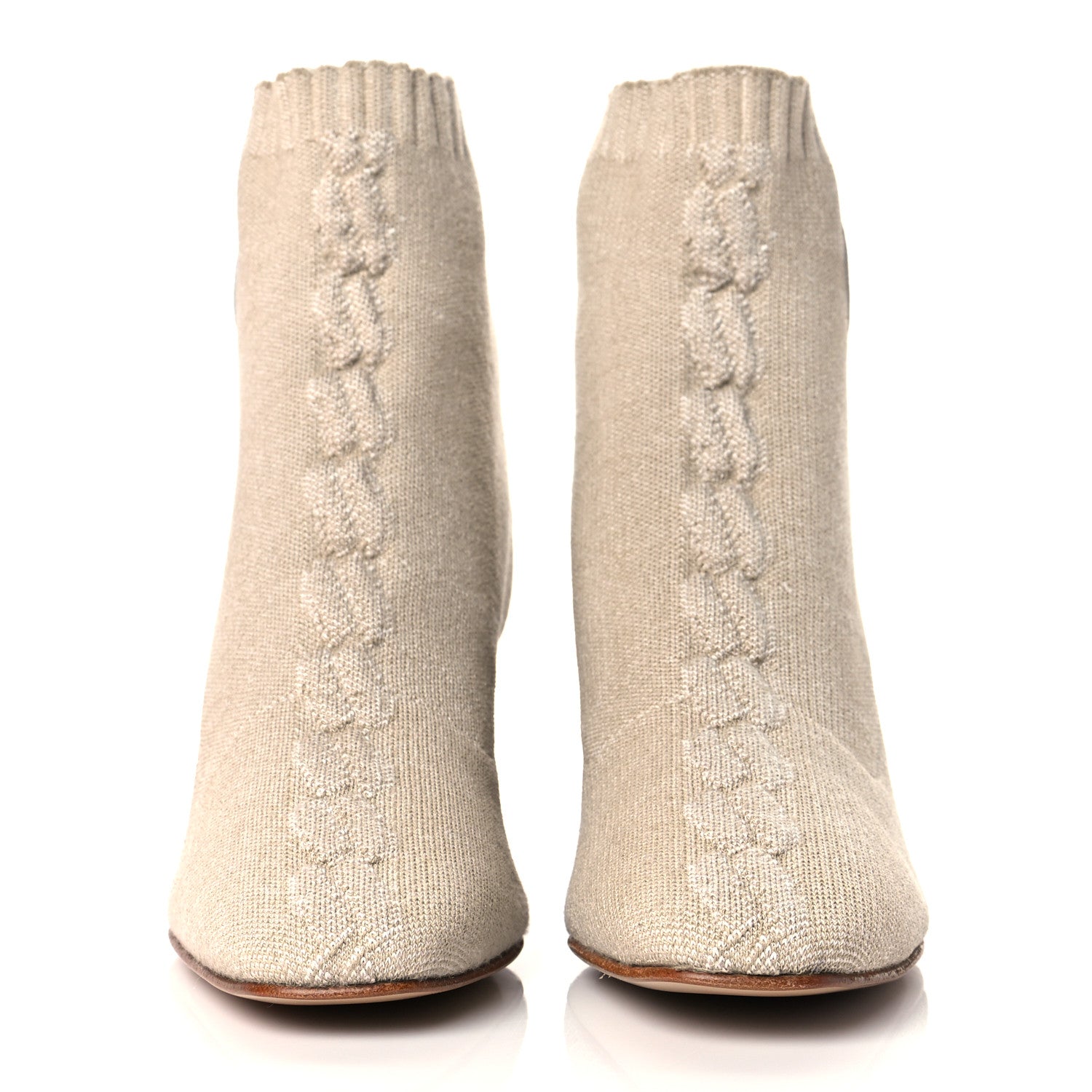 Hermes Knit Calfskin Volver 60 Ankle Boots 37 Nocciola 2 of 8