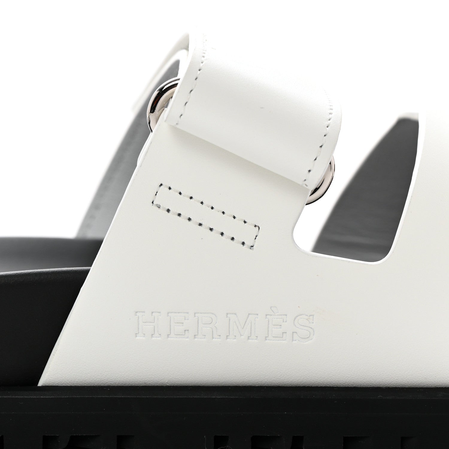 Hermes Calfskin Womens Chypre Sandals 37.5 White 8 of 10