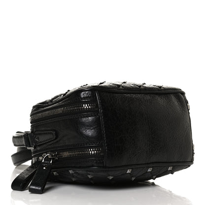Valentino Garavani Craquele Nappa Rockstud Spike Double Zip Camera Crossbody Bag Black 3 of 12