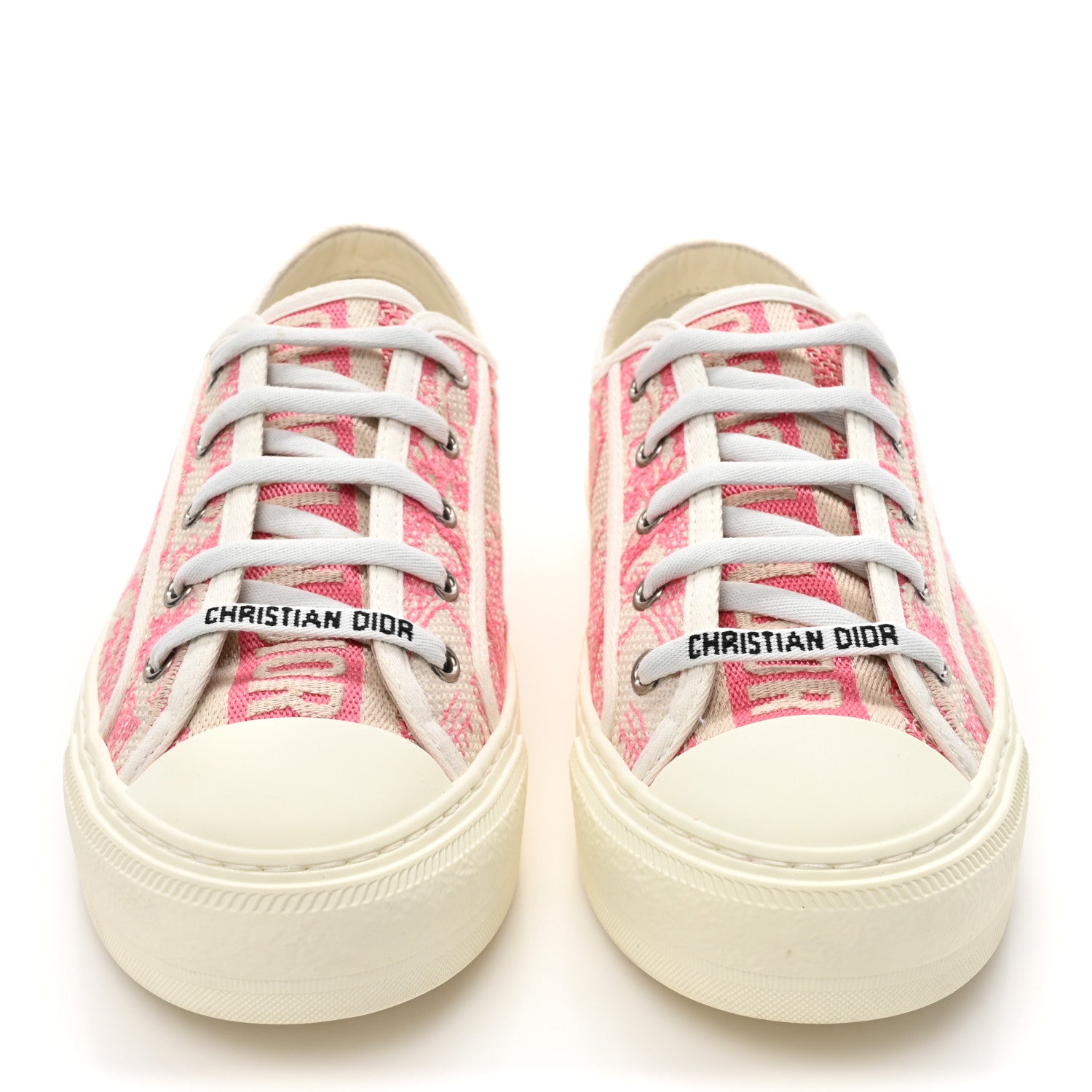 Christian Dior Canvas Toile De Jouy Embroidered Womens Walk'N'Dior Low Top Sneakers 38 Off-White Pink 2 of 12