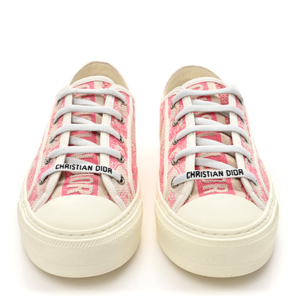 Christian Dior Canvas Toile De Jouy Embroidered Womens Walk'N'Dior Low Top Sneakers 38 Off-White Pink 2 of 12
