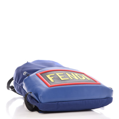 Fendi Nylon Vitello Century Vocabulary Drawstring Backpack Blue Cobalto Blue Neon Sunflower 4 of 11