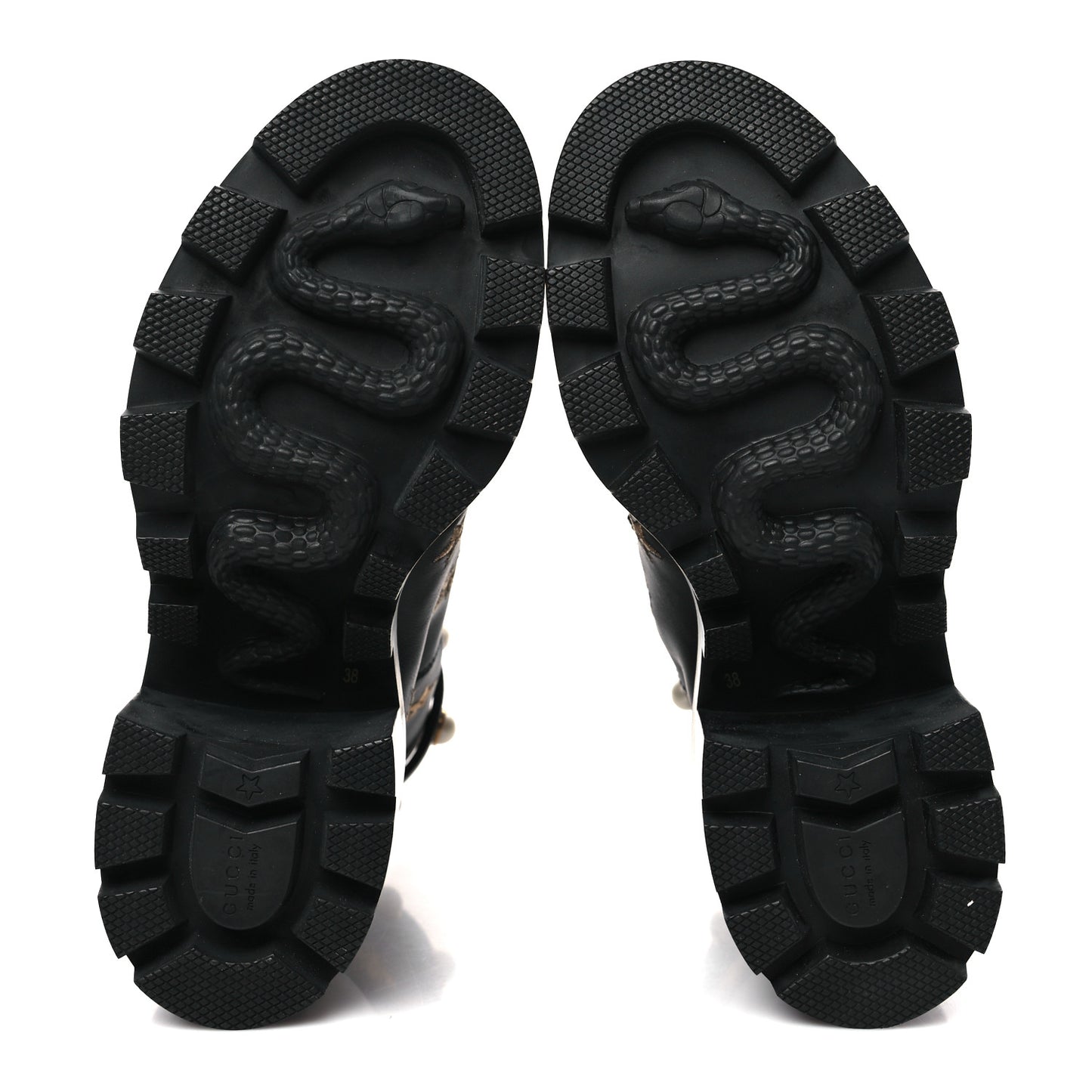 Calfskin Embroidered Lace Up Combat Ankle Boots 38 Black