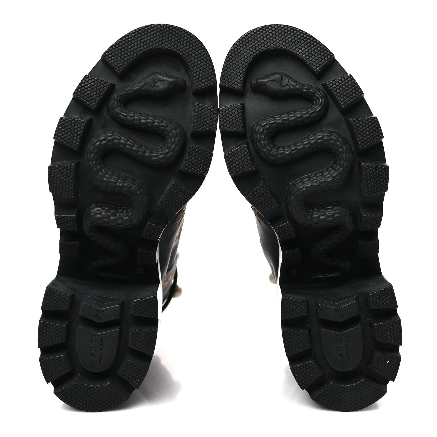 Gucci Calfskin Embroidered Lace Up Combat Ankle Boots 38 Black 5 of 8