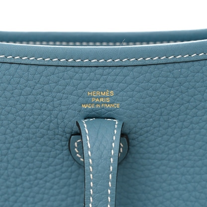 Hermes Taurillon Clemence Evelyne TPM New Blue Jean 6 of 11