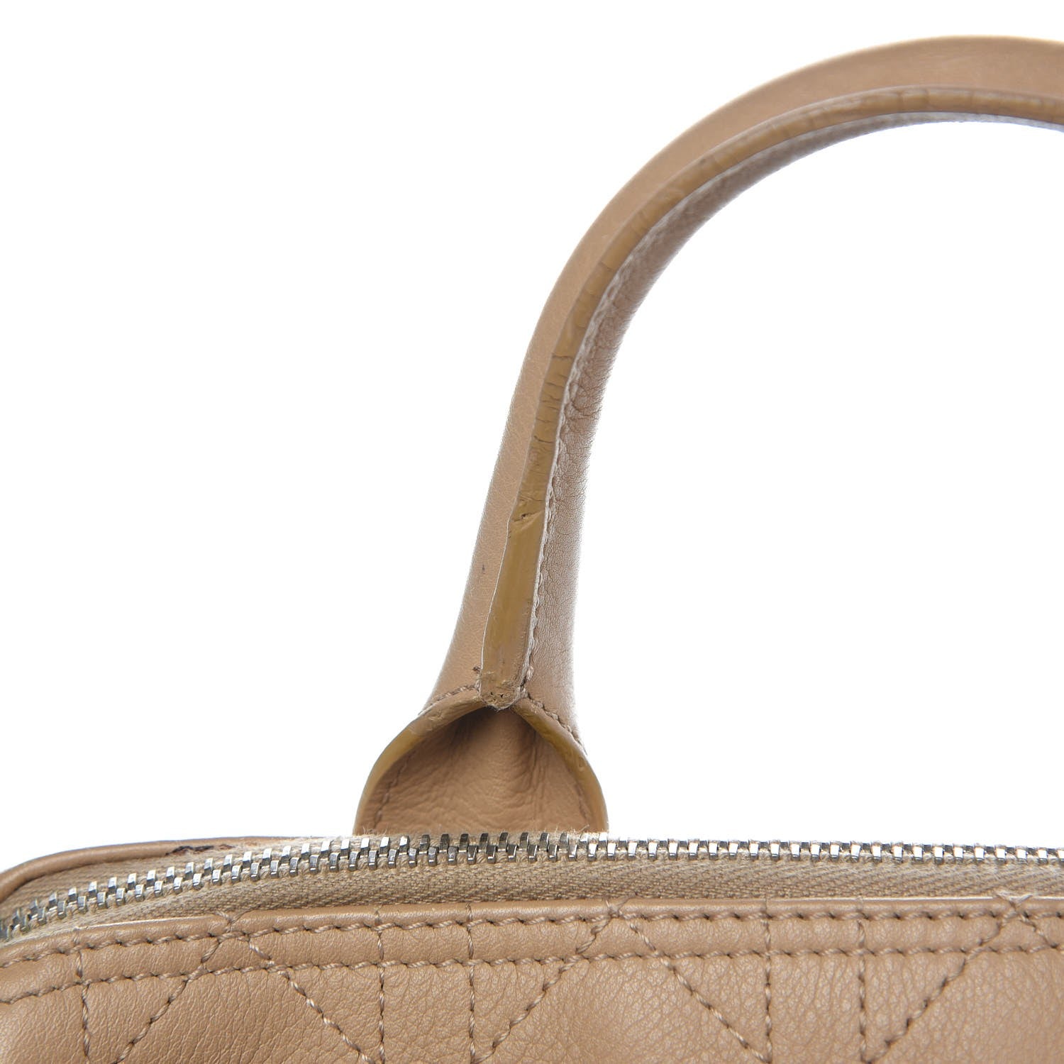 Christian Dior Calfskin Cannage Handbag Camel 10 of 20
