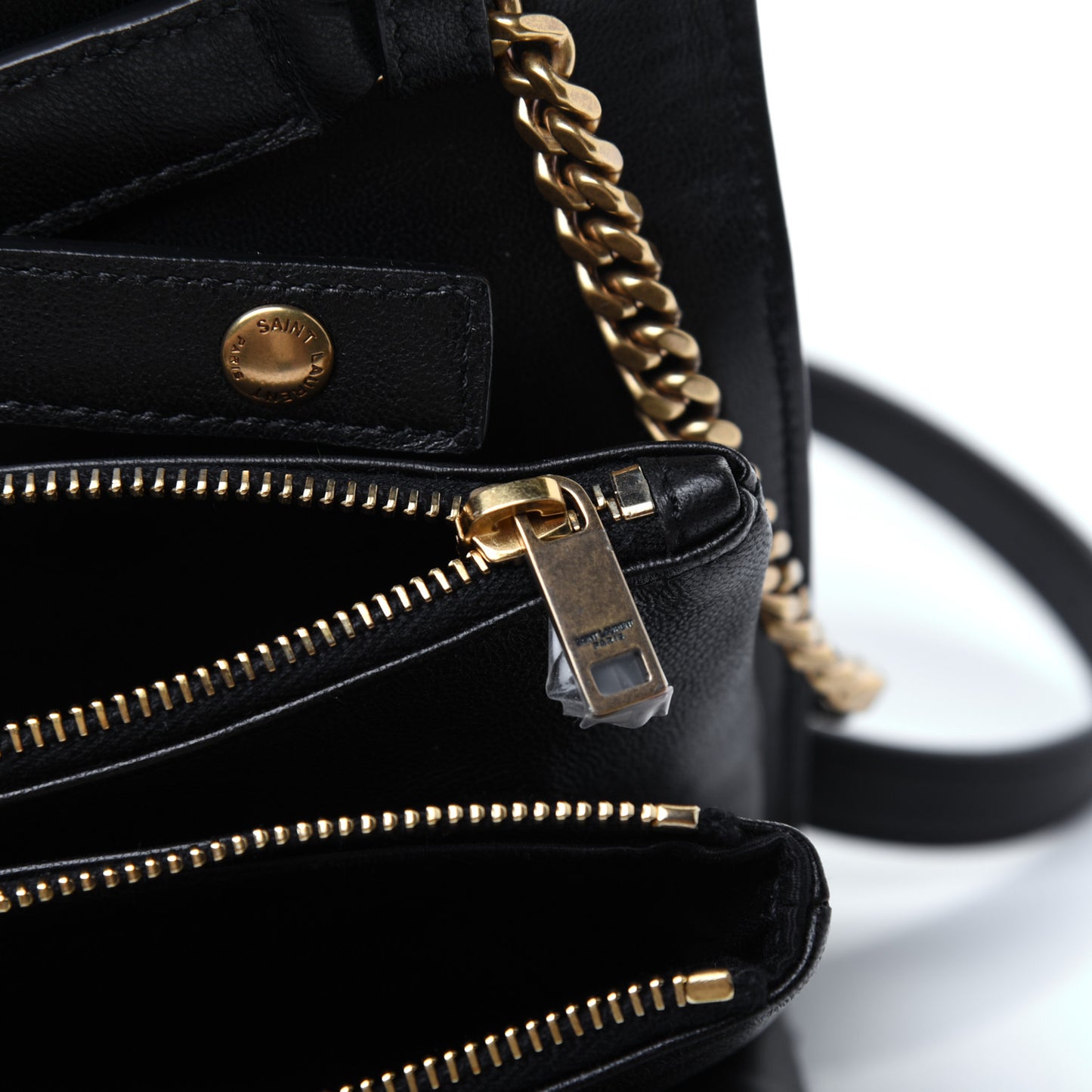 Lambskin Diamond Quilted Monogram Angie Chain Bag Black