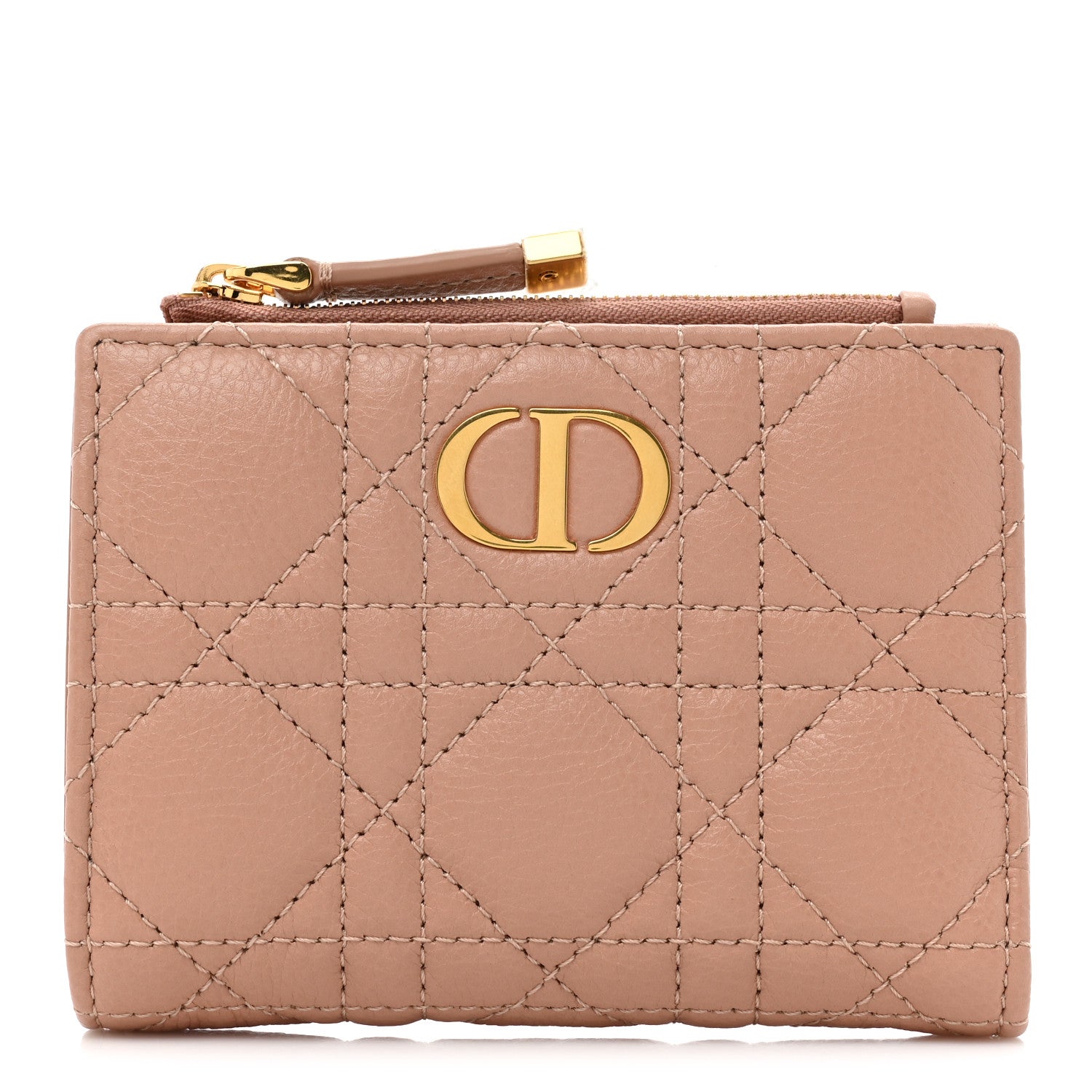 Christian Dior Grained Calfskin Supple Cannage Caro Dahlia Wallet Rose Des Vents 1 of 12