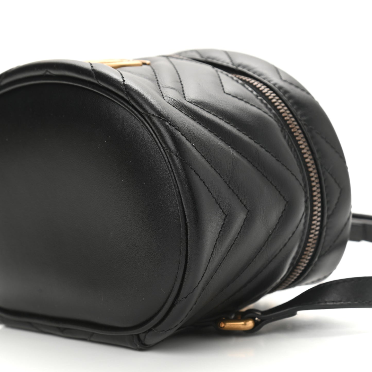 Calfskin Matelasse Mini GG Marmont Round Backpack Black
