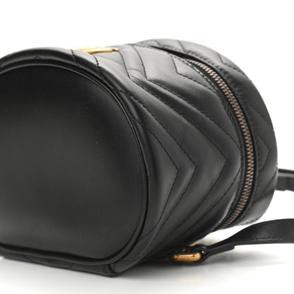 Gucci Calfskin Matelasse Mini GG Marmont Round Backpack Black 9 of 9