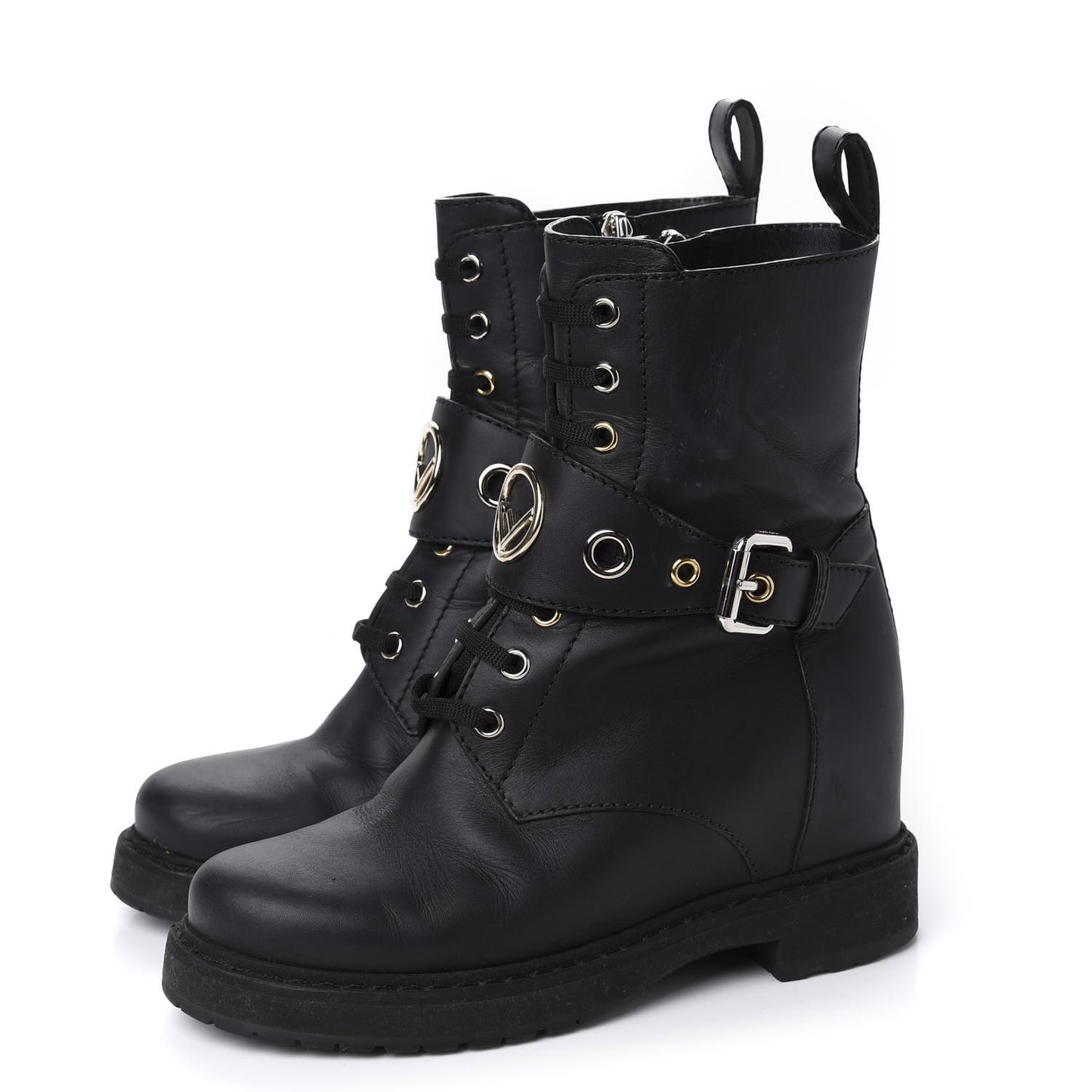 Calfskin Combat Boots 36.5 Black