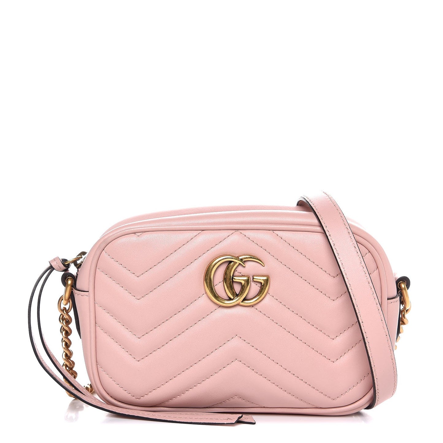 Calfskin Matelasse Mini GG Marmont Chain Shoulder Bag Perfect Pink