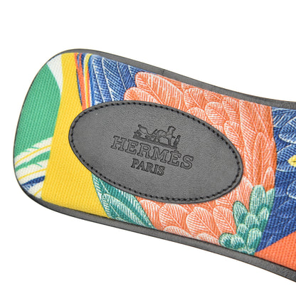 Hermes Box Calfskin Oran Sandals 35.5 Black 6 of 9