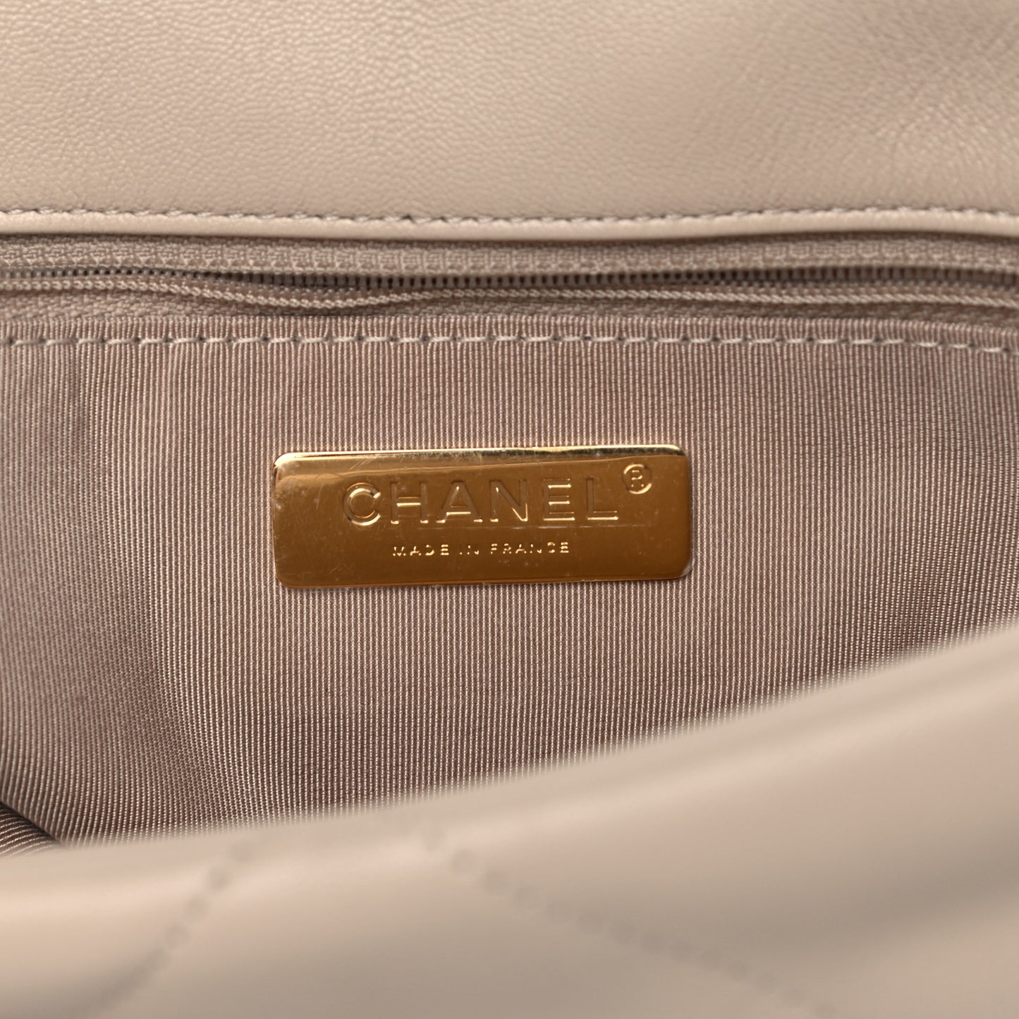 Goatskin Quilted Large Chanel 19 Flap Beige
