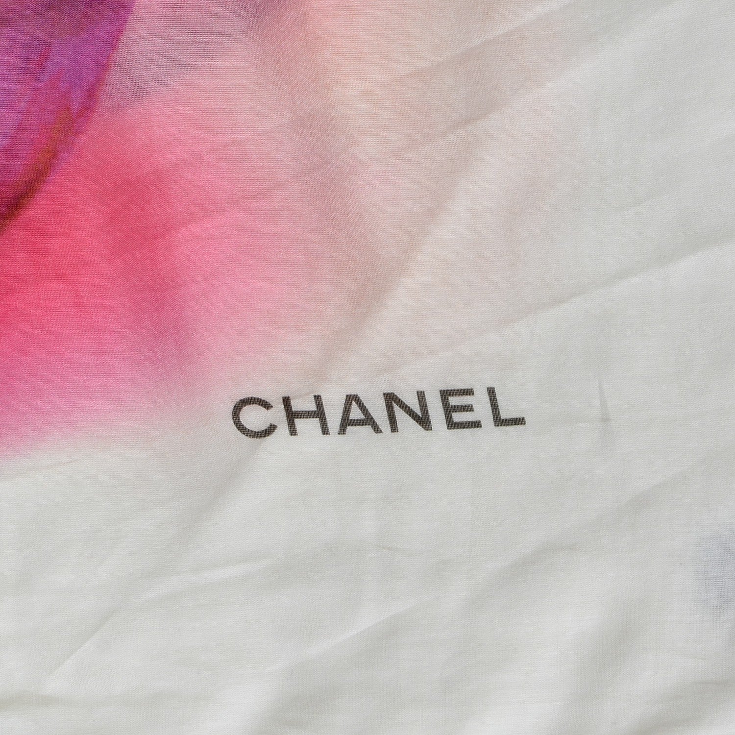 Chanel Cotton Camellia Watercolor Flower Scarf Pink 4 of 6