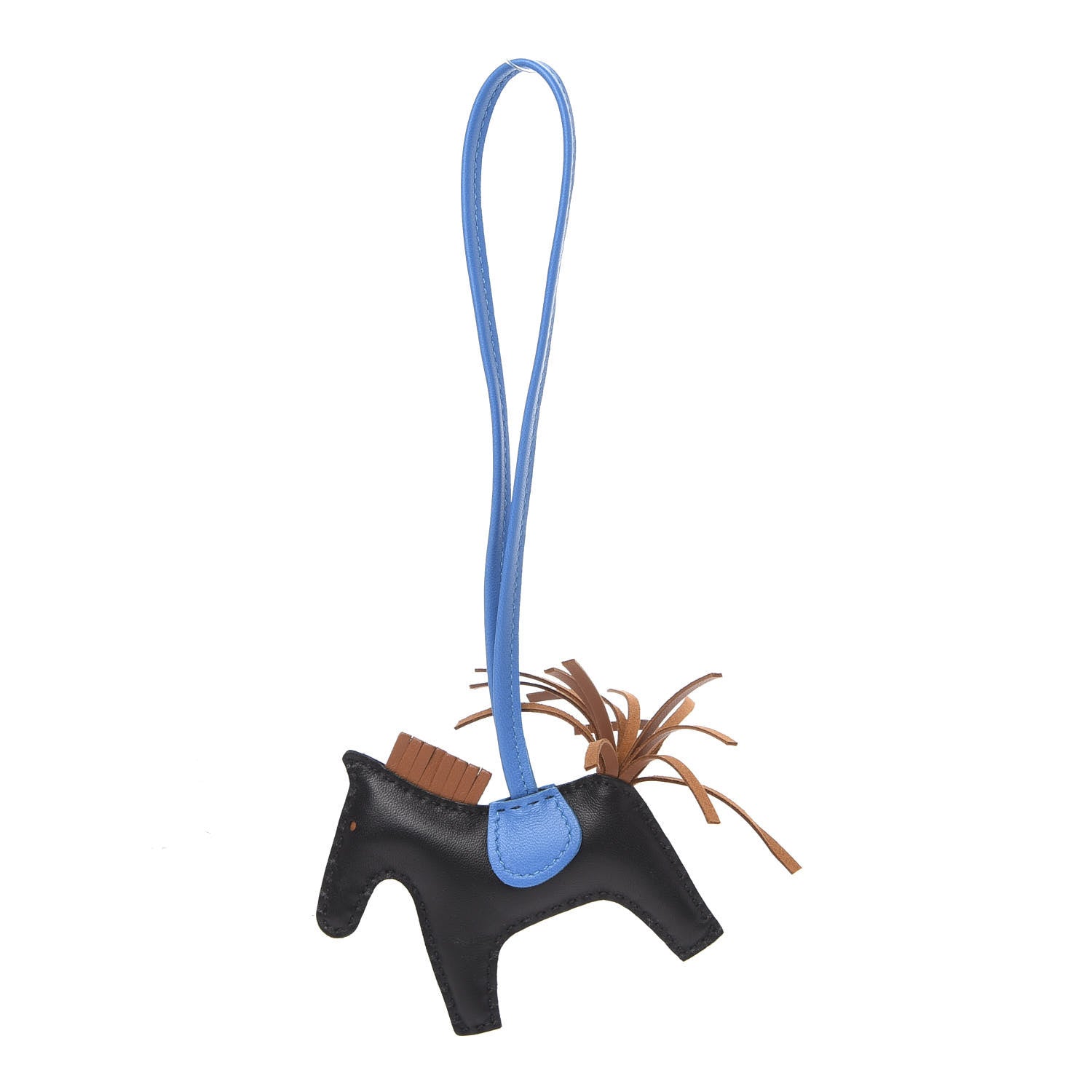 Hermes Milo Lambskin Grigri Rodeo Horse Bag Charm PM Black Gold Bleu Zanzibar 1 of 5