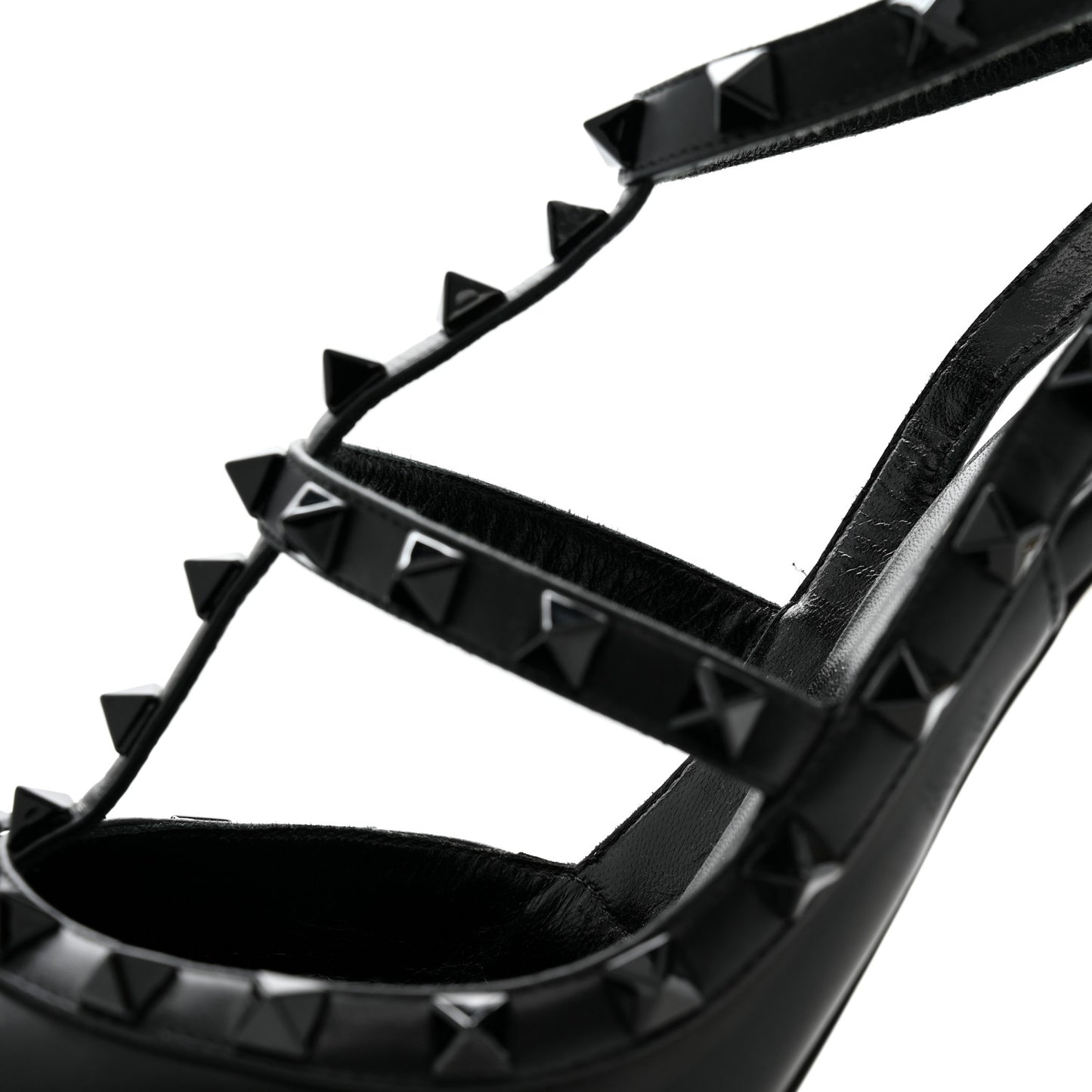 Calfskin Nappa Monochrome Rockstud Ankle Strap 100mm Pumps 40 Black