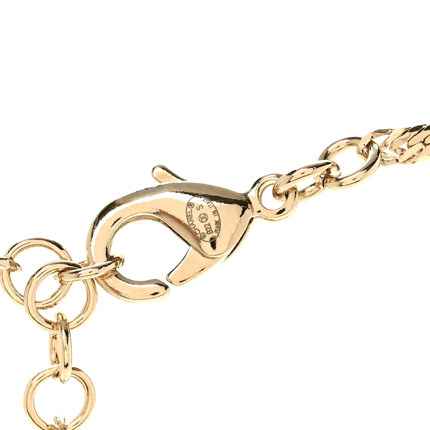 Crystal Metal Quilted CC Pendant Necklace Gold