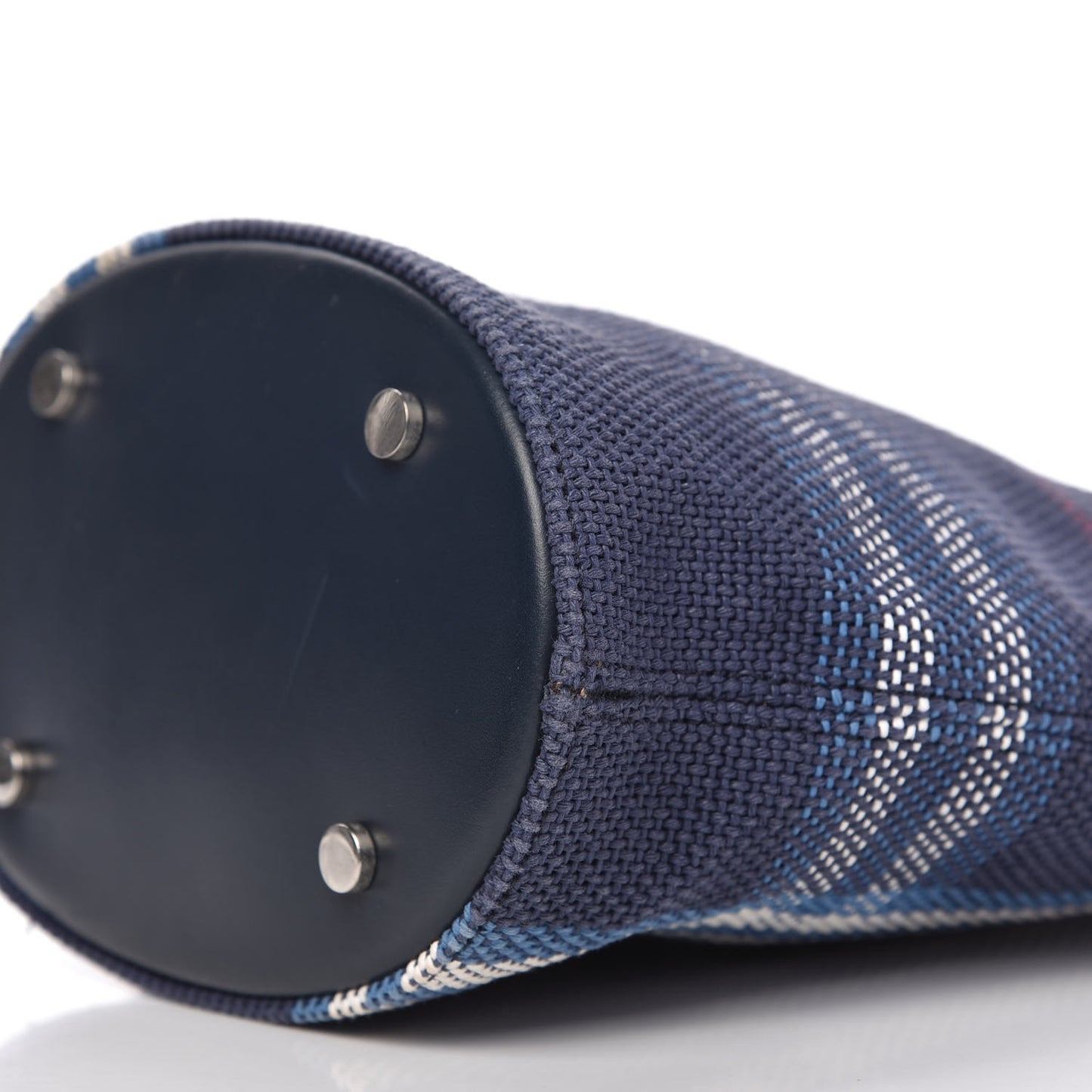 Canvas Woven Color Check Bucket Bag Blue