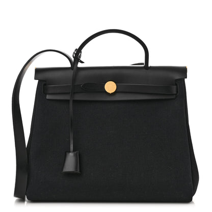 Hermes Military Toile Vache Hunter Herbag Zip PM 31 Black 1 of 13