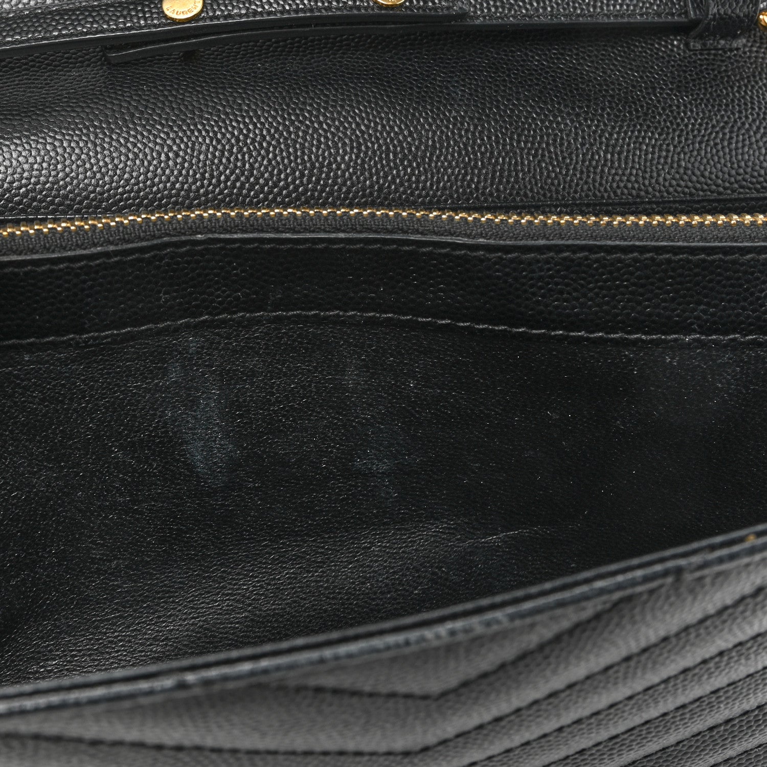 Saint Laurent Grain De Poudre Matelasse Chevron Monogram Chain Wallet Black 12 of 17