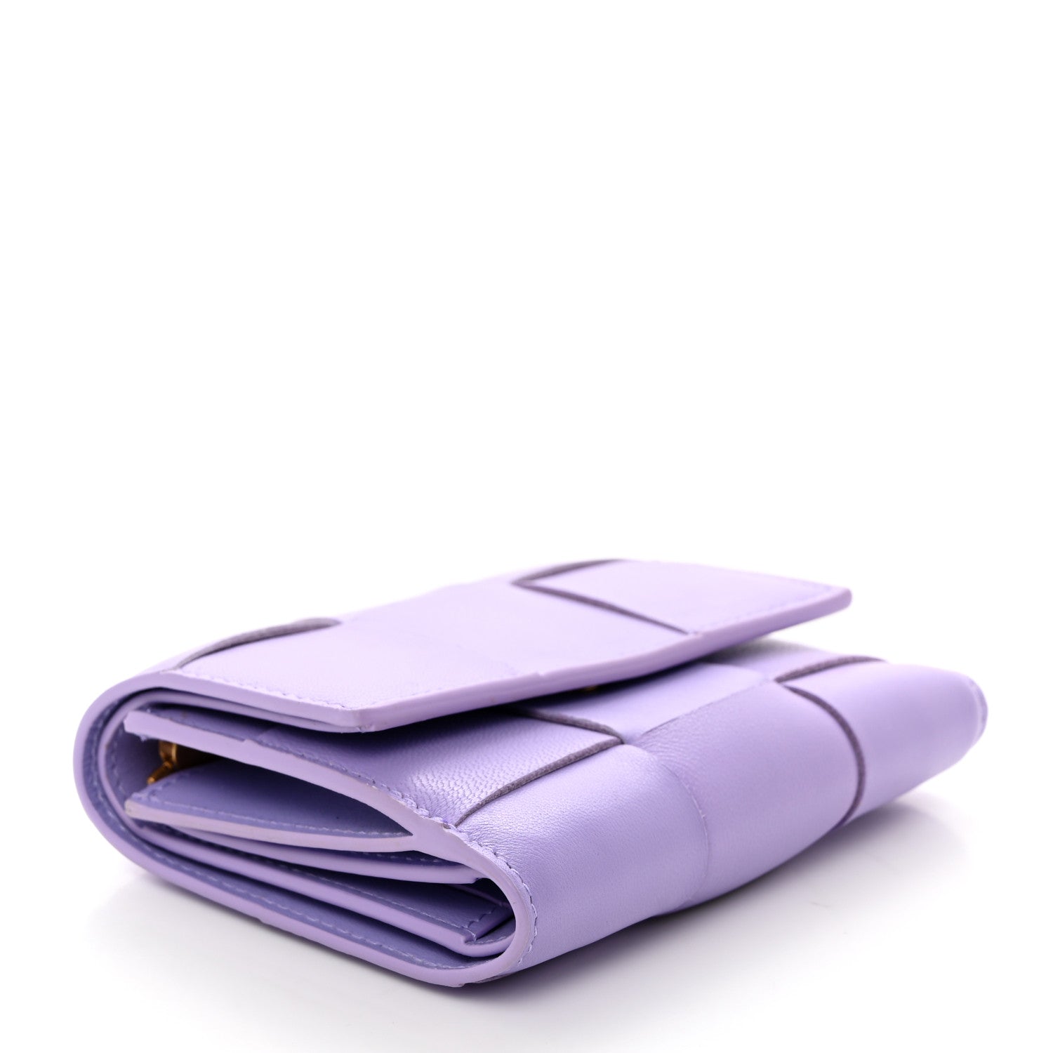 Bottega Veneta Nappa Calfskin Maxi Intrecciato Cassette Tri-Fold Wallet Wisteria 4 of 7