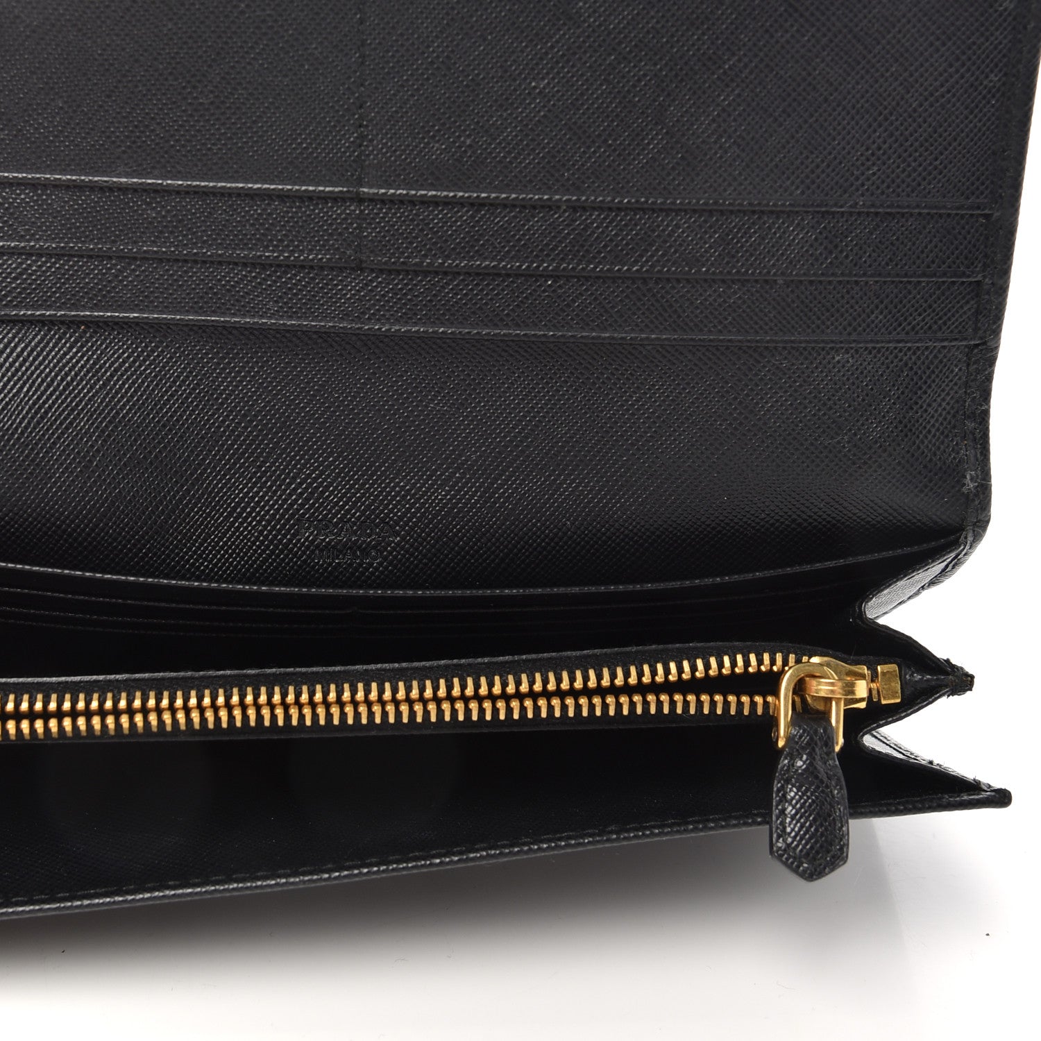 Prada Saffiano Metal Bar Continental Flap Wallet Black 5 of 6