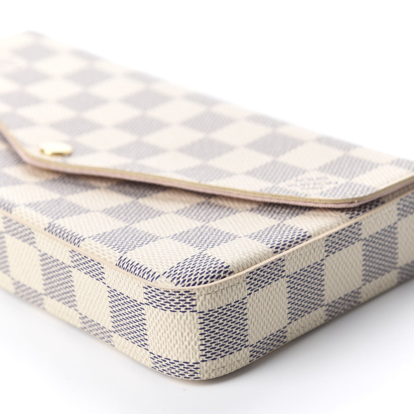 Damier Azur Pochette Felicie Chain Wallet Rose Ballerine