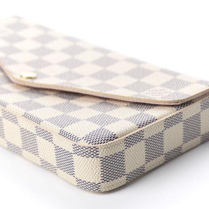 Louis Vuitton Damier Azur Pochette Felicie Chain Wallet Rose Ballerine 7 of 14