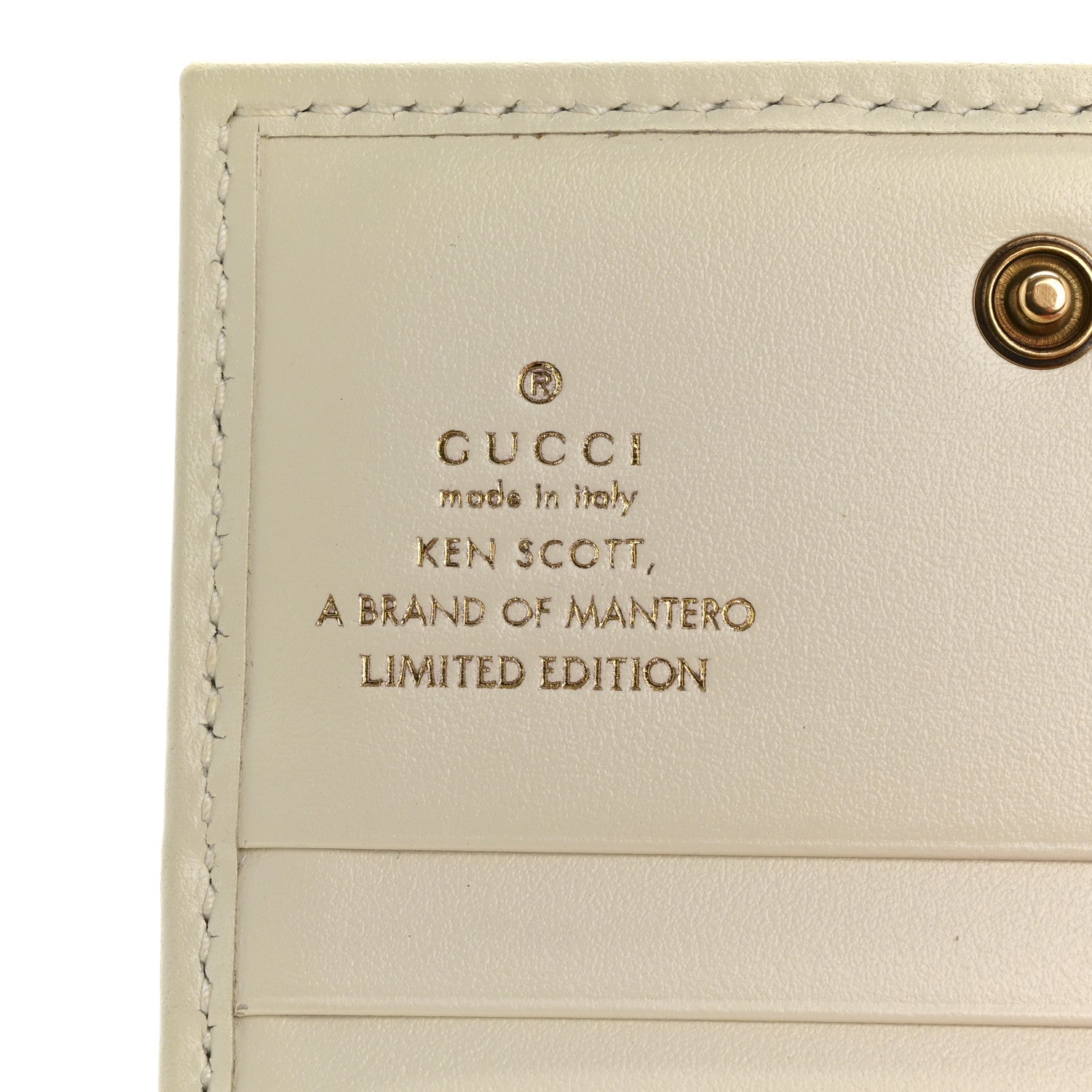 Gucci X KEN SCOTT Calfskin Matelasse Floral Print GG Marmont Card Case Wallet Ivory Pink 6 of 10