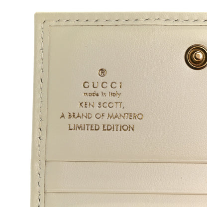 Gucci X KEN SCOTT Calfskin Matelasse Floral Print GG Marmont Card Case Wallet Ivory Pink 6 of 10