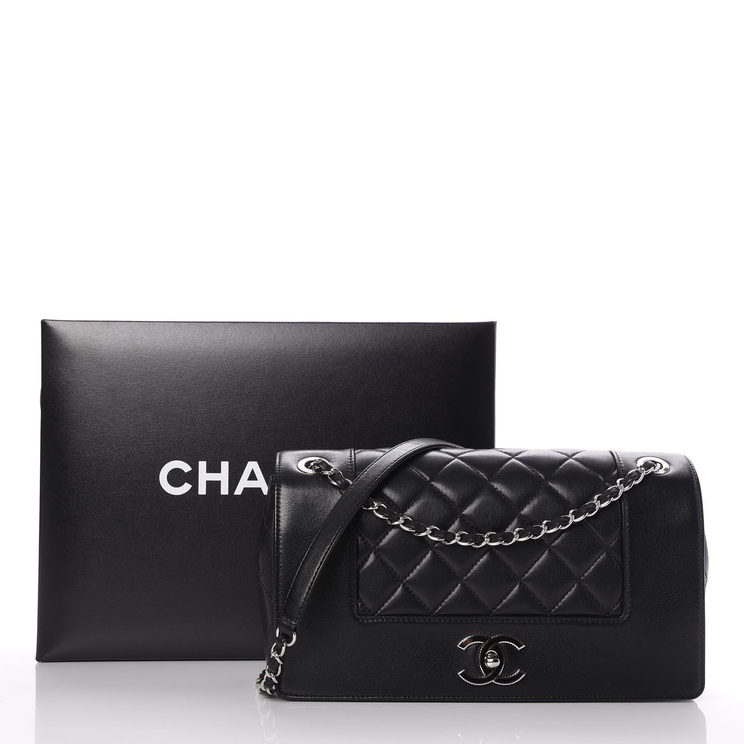 Chanel Sheepskin Quilted Vintage Mademoiselle Flap Black 8 of 8