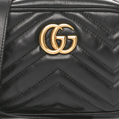 Gucci Calfskin Matelasse Mini GG Marmont Chain Shoulder Bag Black 7 of 11
