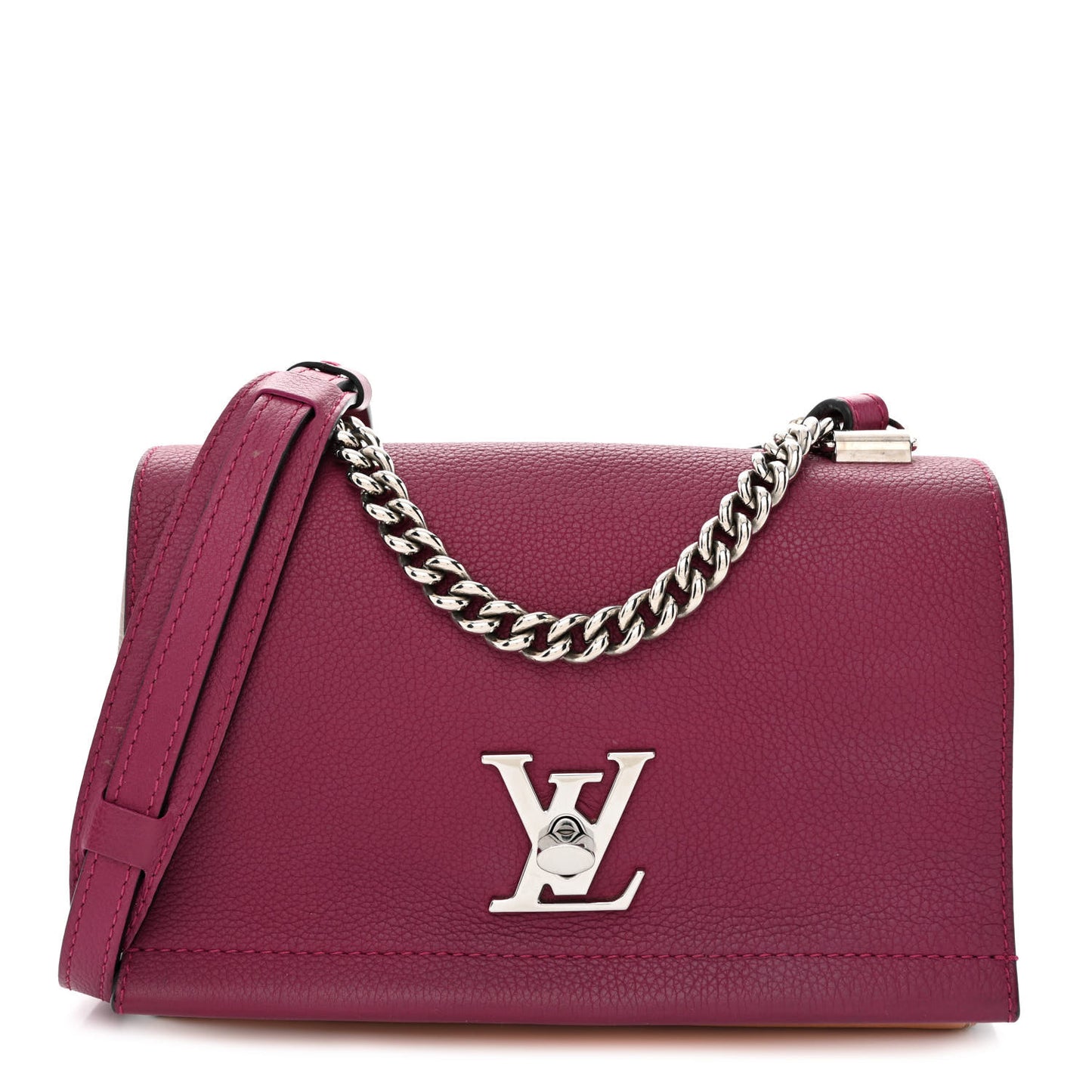 Calfskin Lockme II Chain Bag BB Grape Venus Raisin