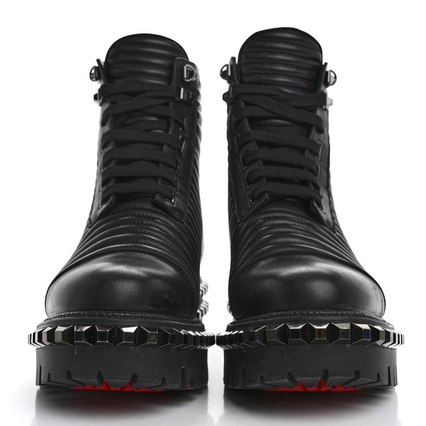 Calfskin Quilted Yetota Combat Boots 38.5 Black